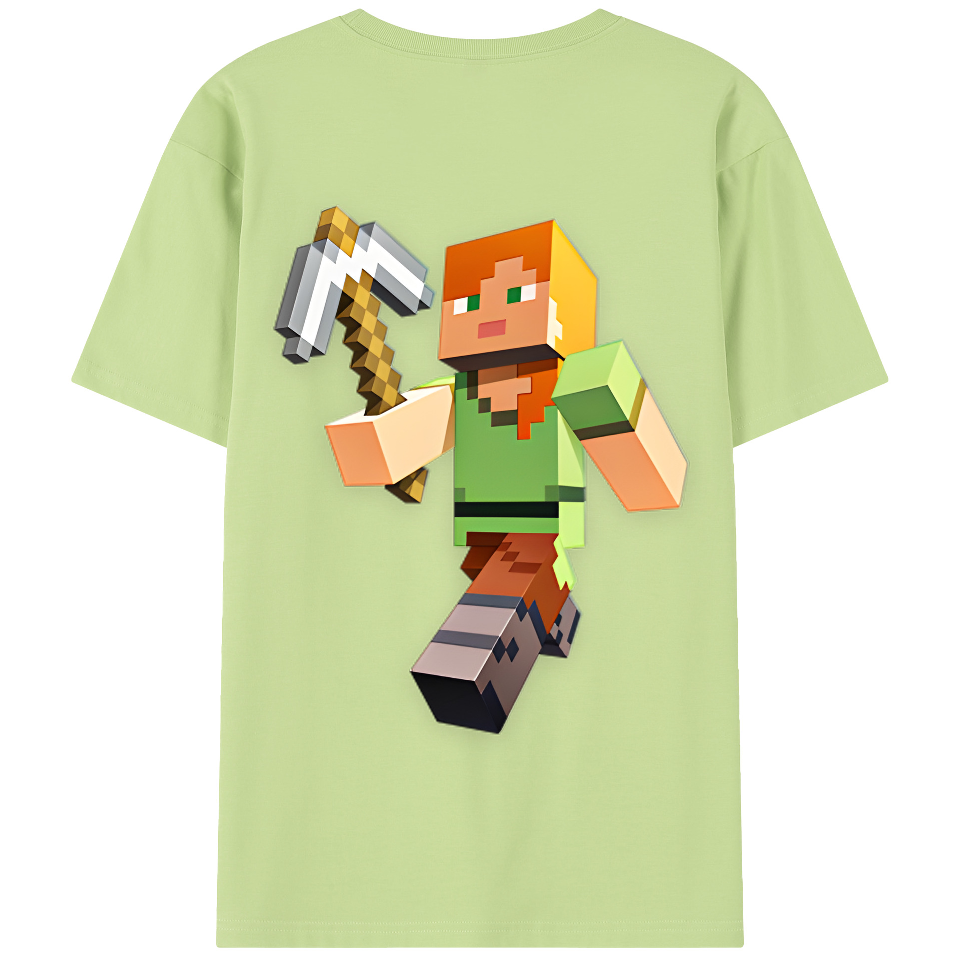 （画像用） マインクラフト ブロックの世界 Minecraft MC Block world 綿100％半袖Tシャツ（背面プリント）